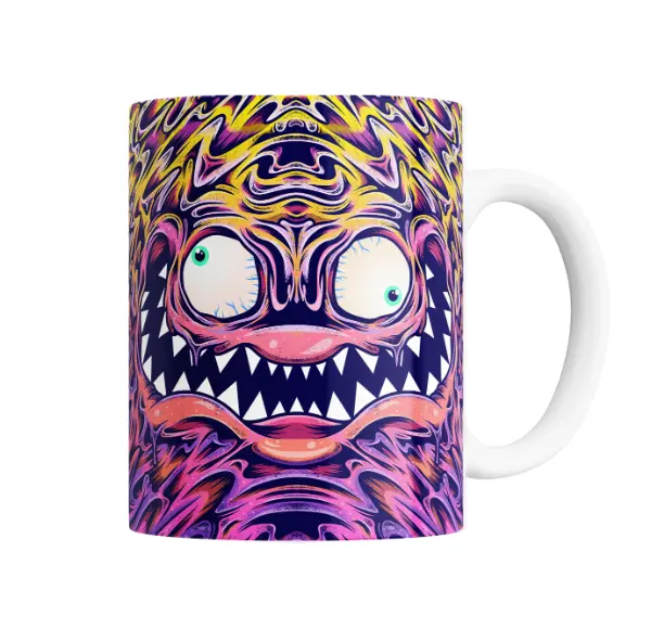 Taza de Cerámica Monstruo Psicodélico Ojos Saltones