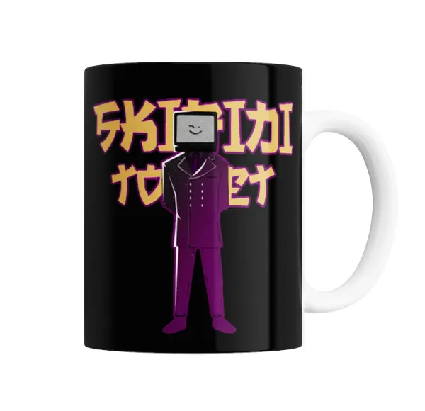 Taza de Cerámica Skibidi Toilet TV Man Traje Violeta