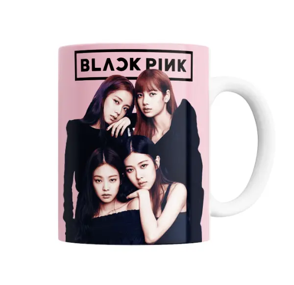 Taza de Cerámica BlackPink Grupo Integrantes Fondo Rosa