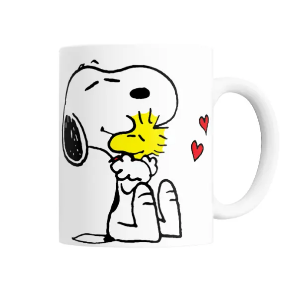 Taza de Cerámica Snoopy abrazando a Woodstock