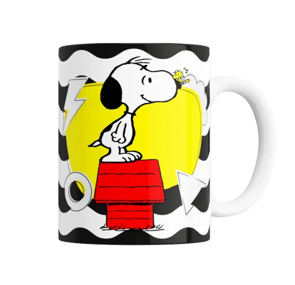 Taza de Cerámica Snoopy y Woodstock sobre su casucha