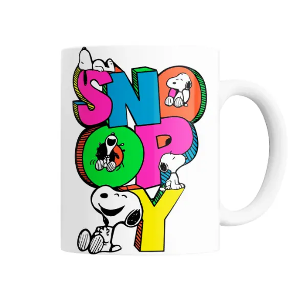 Taza de Cerámica Snoopy Letras Coloridas