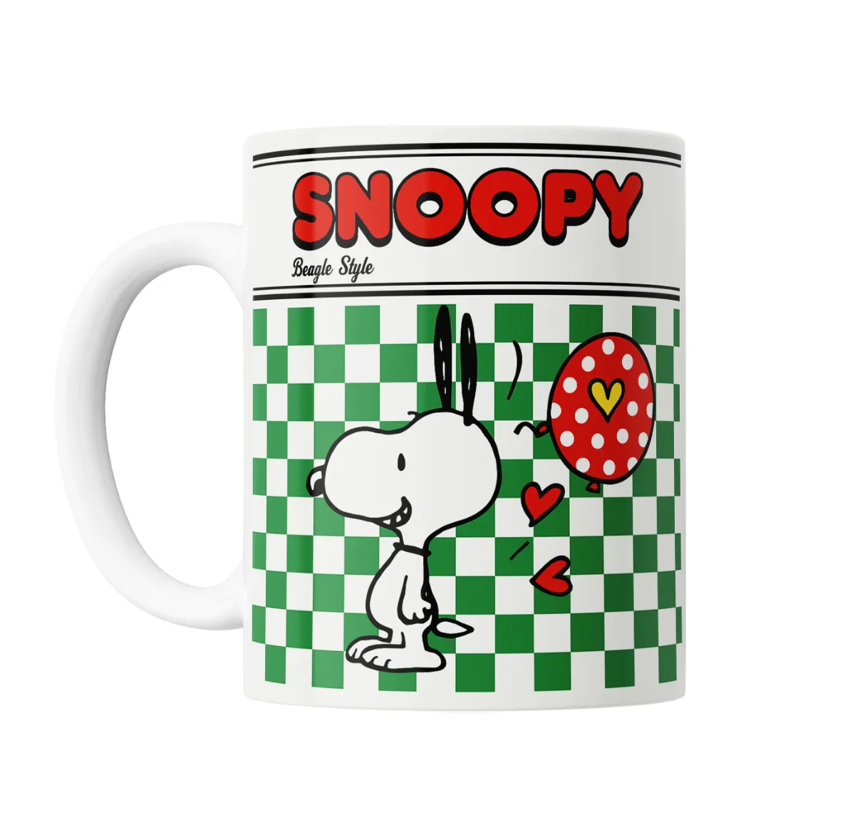 Taza de Cerámica Snoopy Beagle Style Tablero Verde y Corazones - vista 2