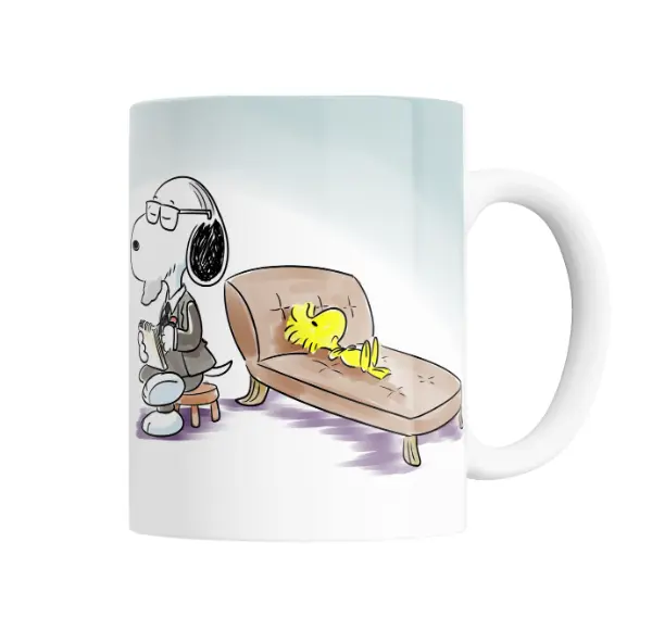 Taza de Cerámica Snoopy Psicólogo con Woodstock
