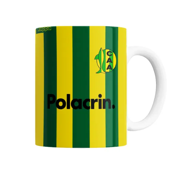 Taza de Cerámica Aldosivi Camiseta Rayas Verdes y Amarillas