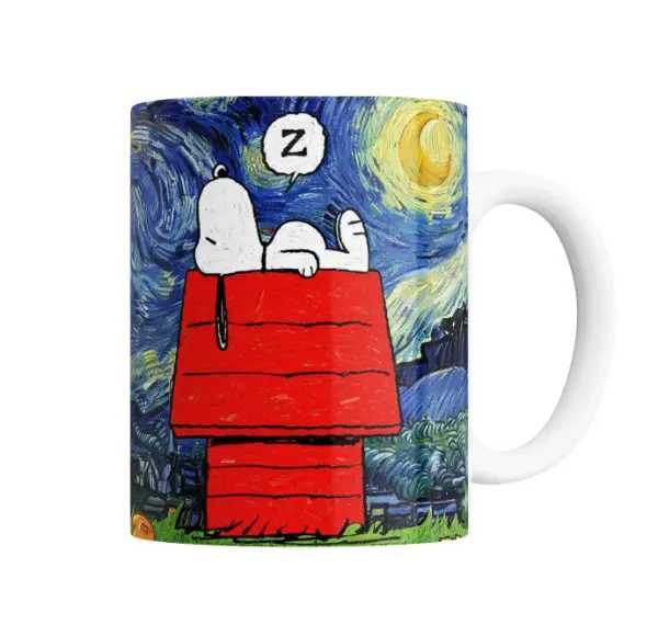 Taza de Cerámica Snoopy La noche estrellada Van Gogh