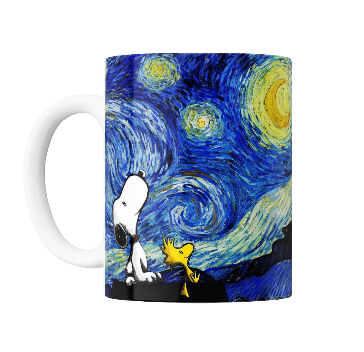 Taza de Cerámica Snoopy y Woodstock La Noche Estrellada Van Gogh - vista 2
