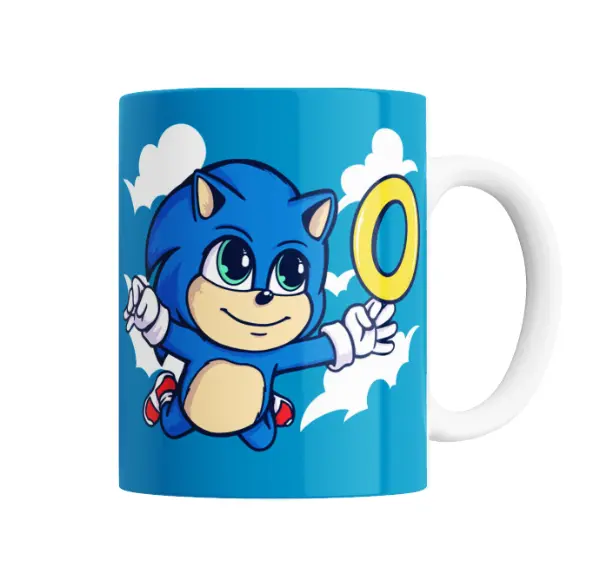 Taza de Cerámica Sonic Chibi con Anillo