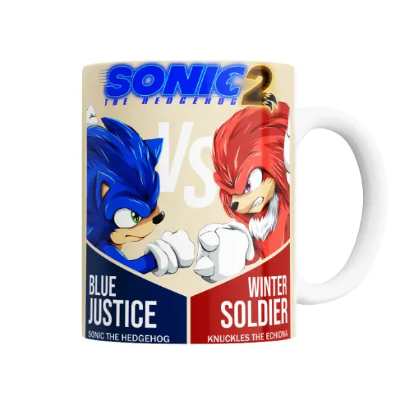 Taza de Cerámica Sonic 2 Sonic vs Knuckles Blue Justice