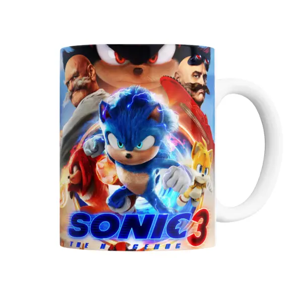 Taza de Cerámica Sonic 3 la Película Sonic Shadow Eggman Knuckles Tails