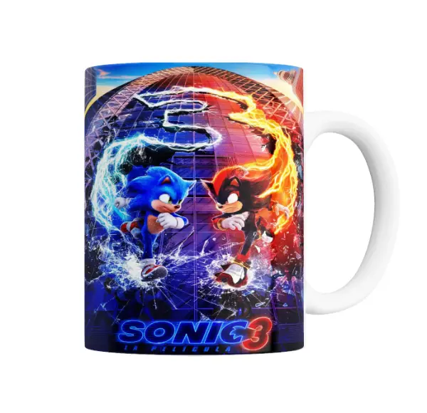 Taza de Cerámica Sonic 3 La Película Sonic y Shadow