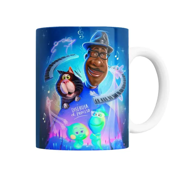 Taza de Cerámica Soul Joe Gardner y Mr. Mittens Disfruta el Proceso