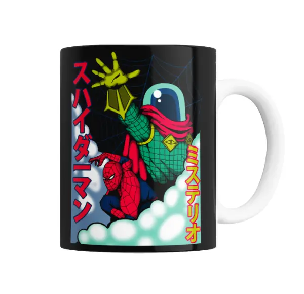 Taza de Cerámica Spiderman Japón Spider-Man y Mysterio en estilo manga