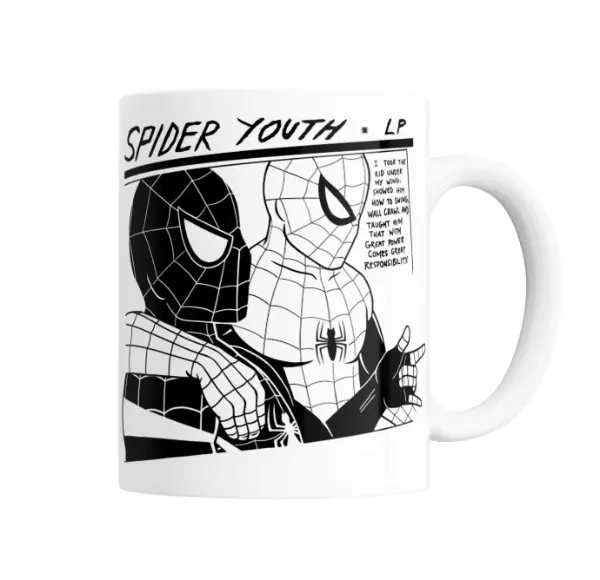 Taza de Cerámica Spiderman Spider Youth Cómic Blanco y Negro