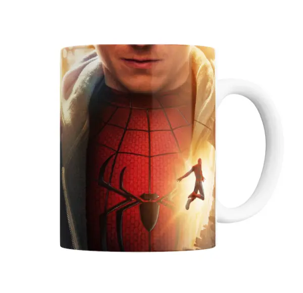 Taza de Cerámica Spiderman Traje Rojo y Negro Chaqueta