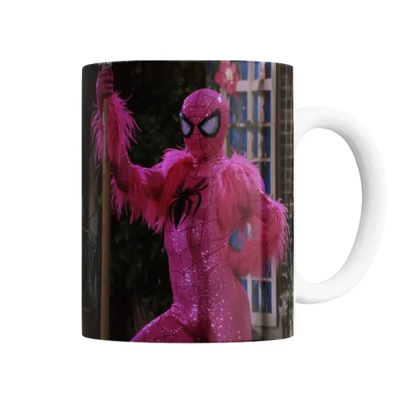 Taza de Cerámica Spiderman Rosa con Plumas