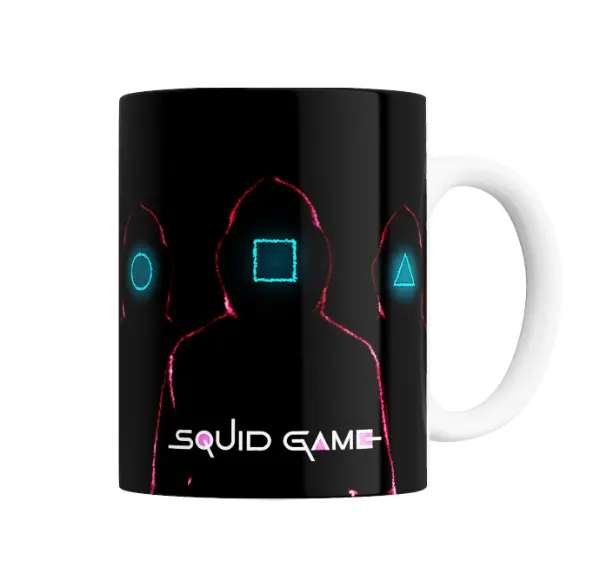 Taza de Cerámica Squid Game Figuras Geométricas Neón