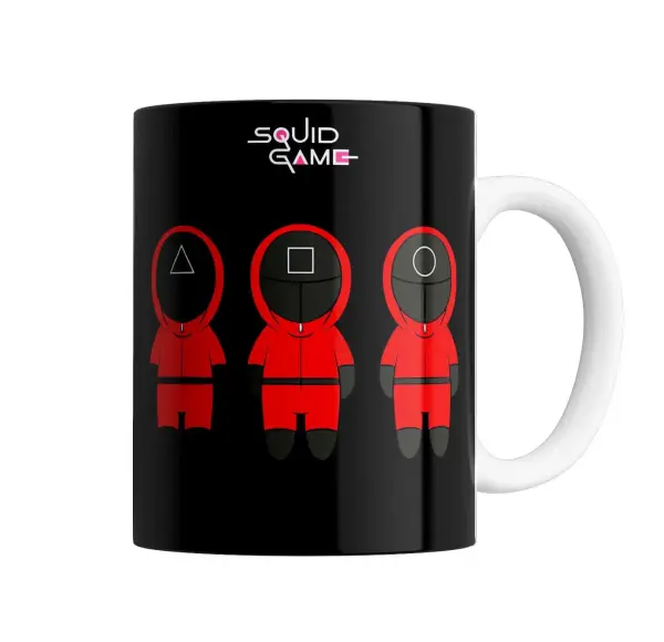 Taza de Cerámica Squid Game Guardias Triángulo Cuadrado Círculo
