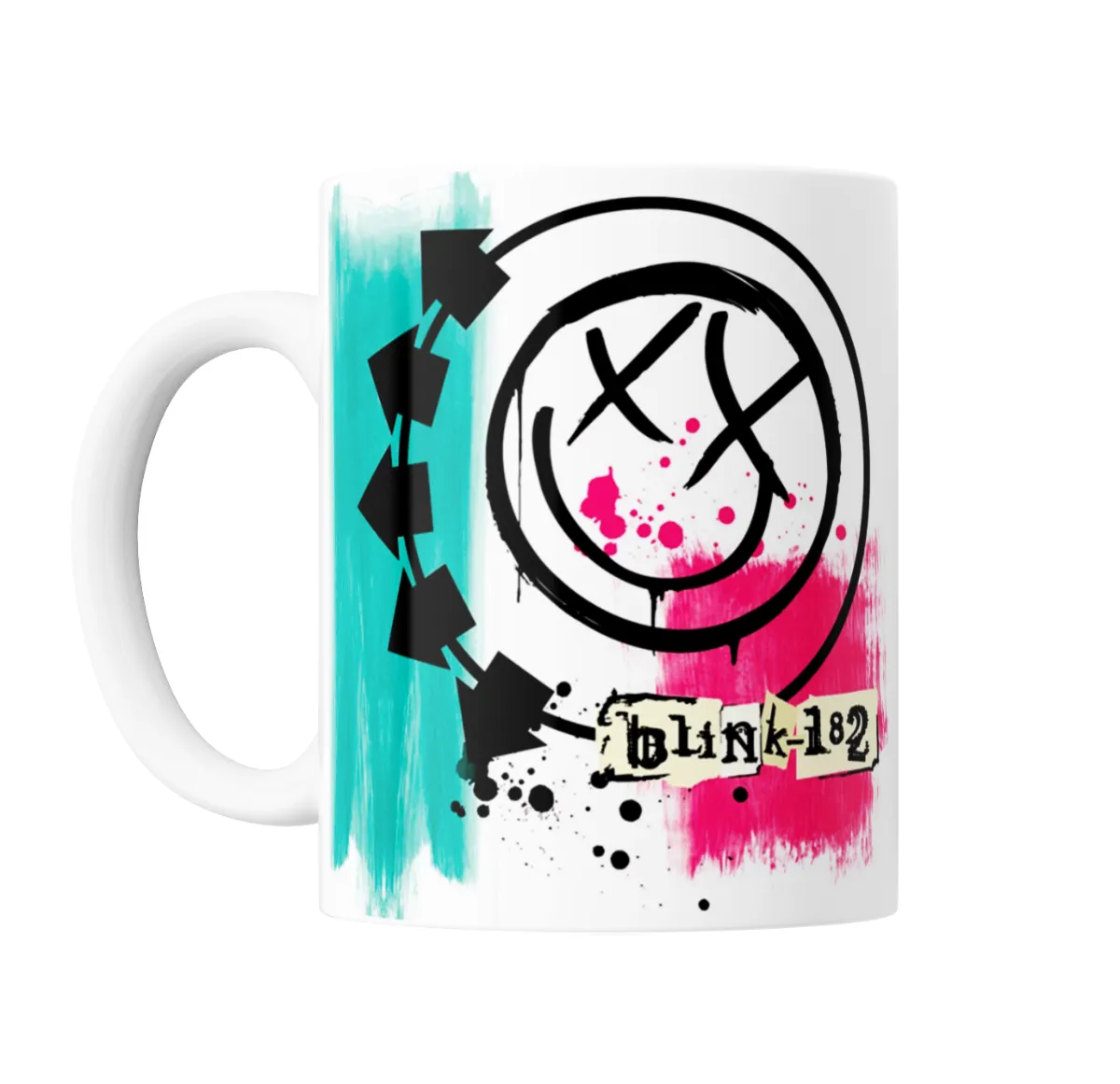 Taza de Cerámica Blink 182 Logo Smiley Verde y Rosa - vista 2