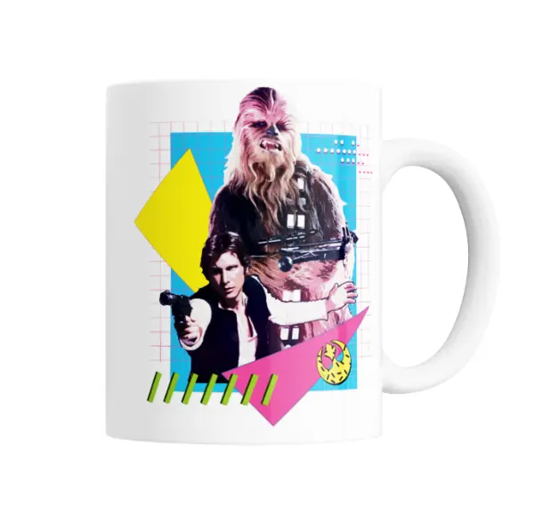 Taza de Cerámica Star Wars Han Solo y Chewbacca Retro Neon