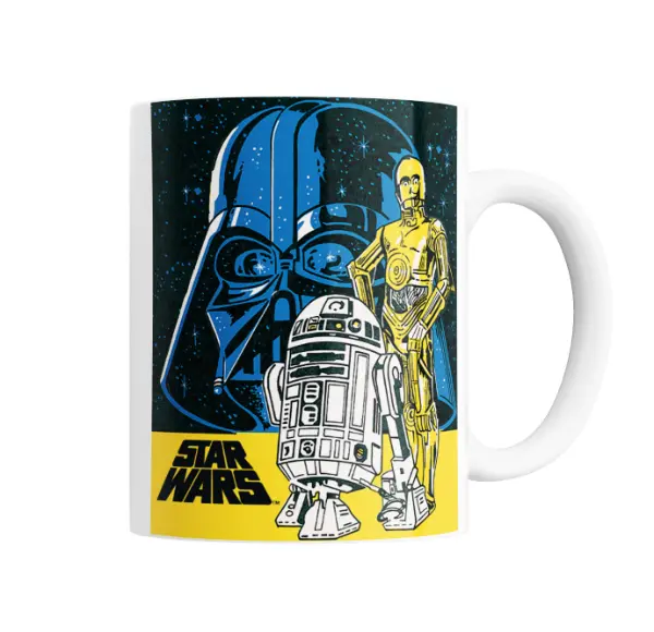 Taza de Cerámica Star Wars Darth Vader C-3PO R2-D2 Retro