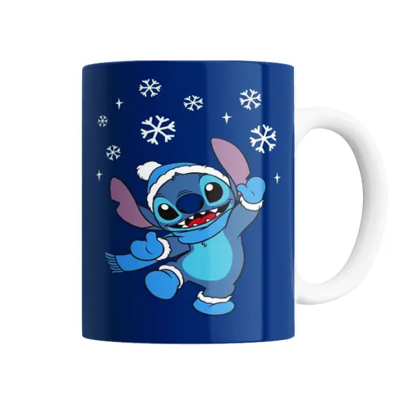 Taza de Cerámica Stitch con gorro y bufanda de invierno