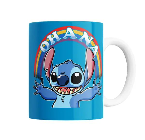 Taza de Cerámica Stitch Ohana Arcoíris