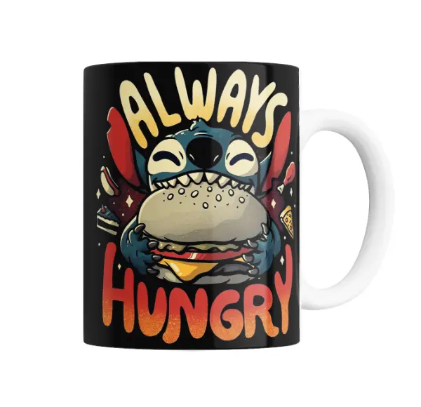 Taza de Cerámica Stitch Always Hungry Hamburguesa