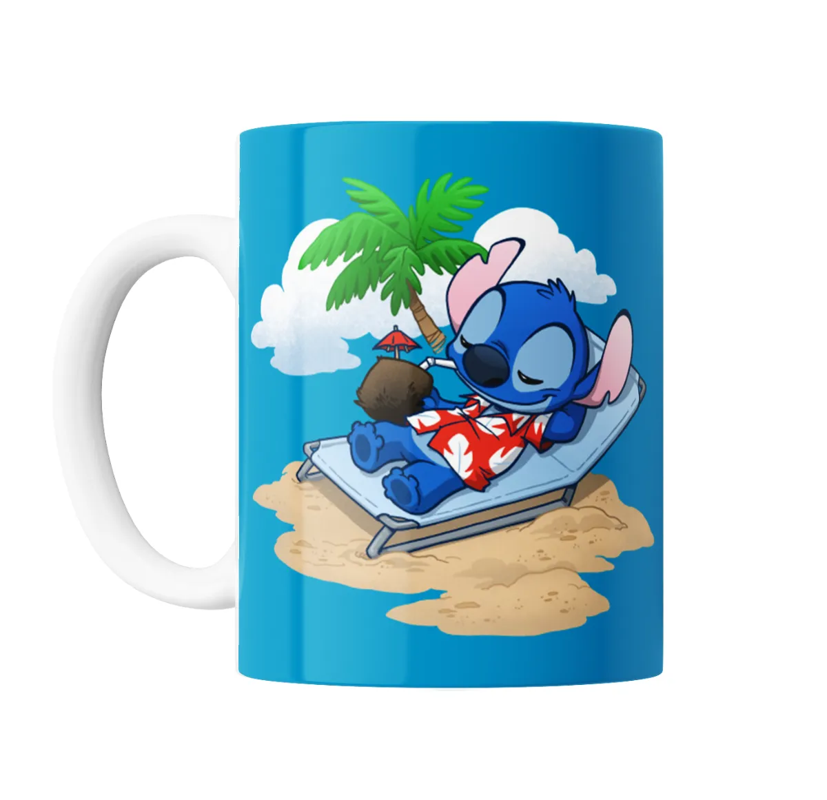 Taza de Cerámica Stitch Tomando Sol en la Playa - vista 2