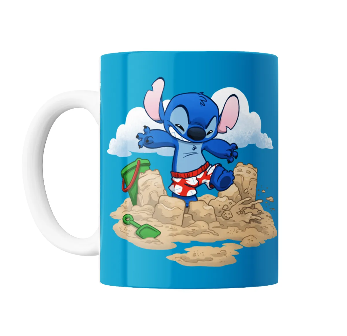 Taza de Cerámica Stitch en la Playa Castillos de Arena - vista 2