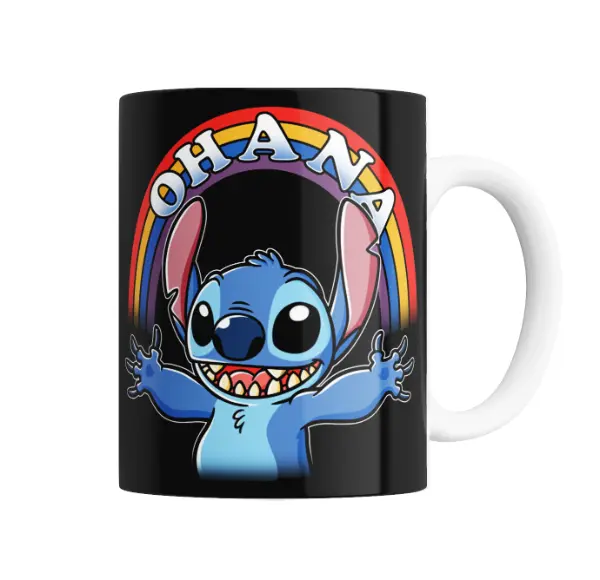 Taza de Cerámica Stitch Ohana Arcoíris
