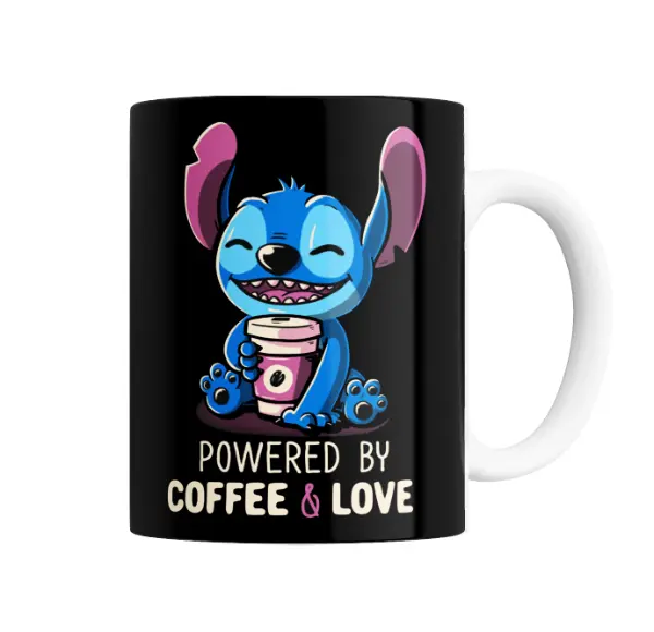 Taza de Cerámica Stitch Powered by Coffee & Love