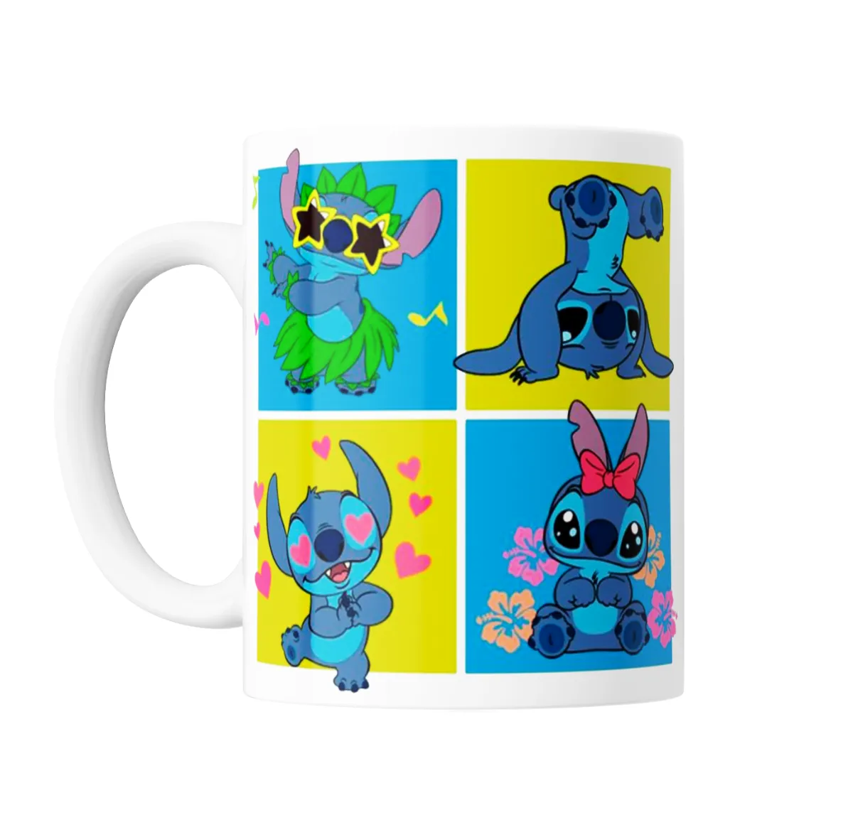Taza de Cerámica Stitch Cuatro Poses Verano Hawaii - vista 2