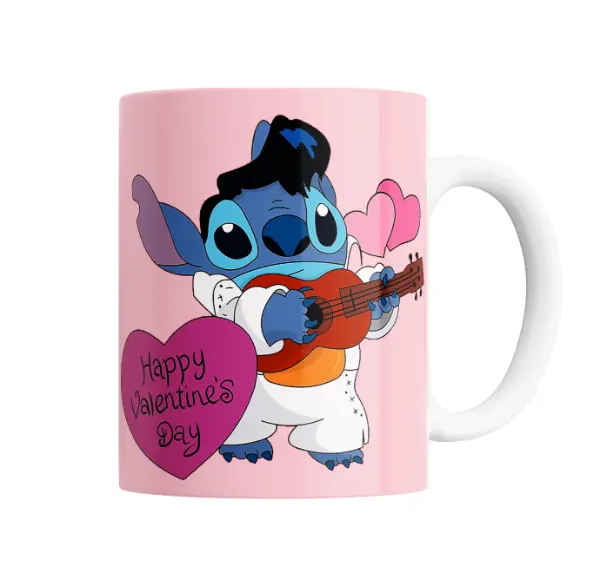 Taza de Cerámica Stitch Elvis San Valentín