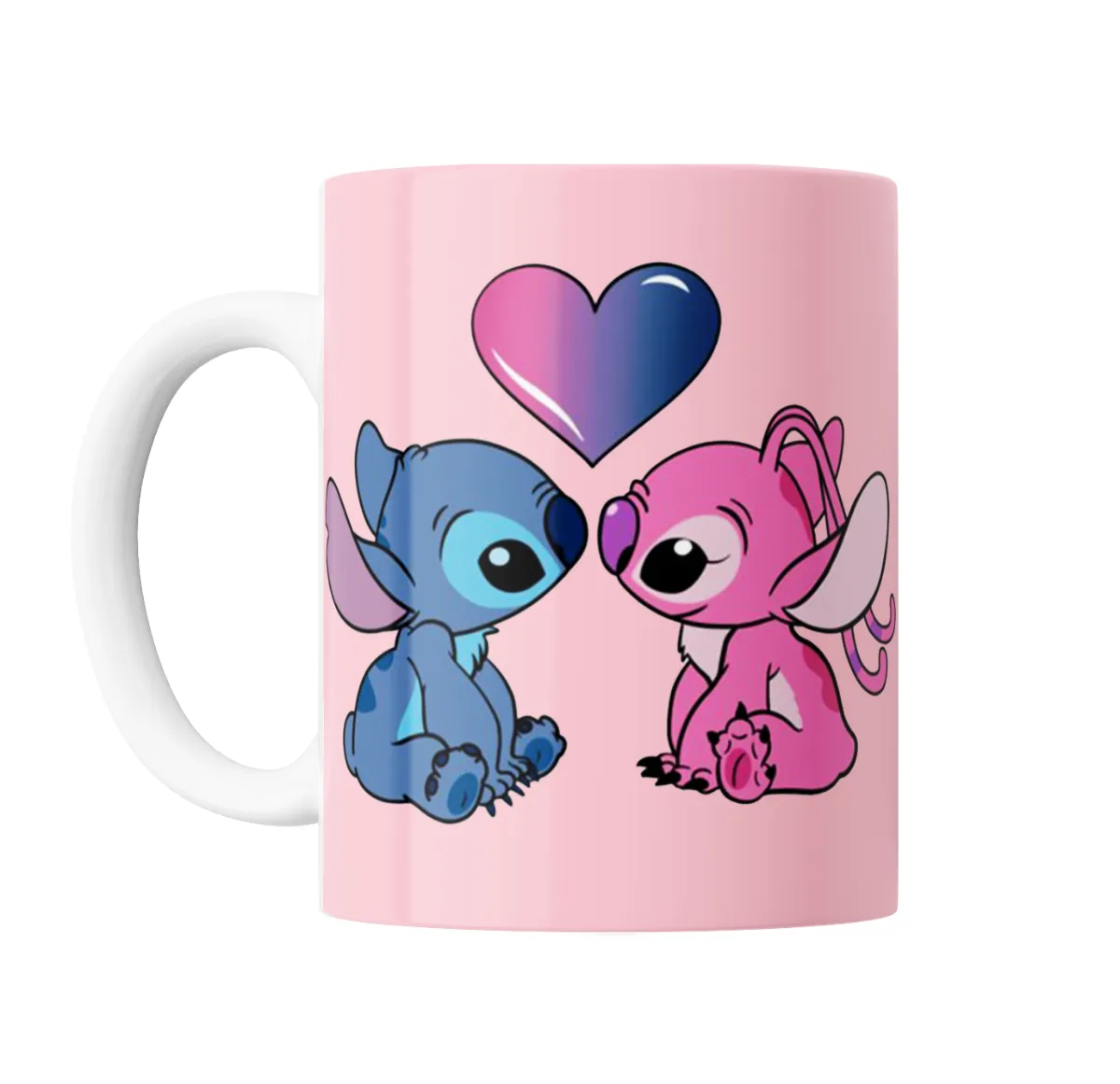 Taza de Cerámica Stitch y Angel Corazón - vista 2