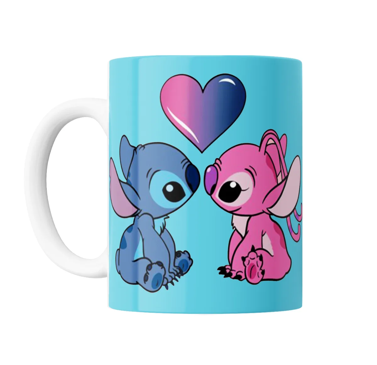 Taza de Cerámica Stitch y Angel Corazón - vista 2
