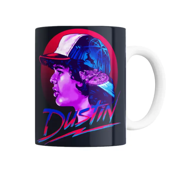 Taza de Cerámica Stranger Things Dustin Retro Neón