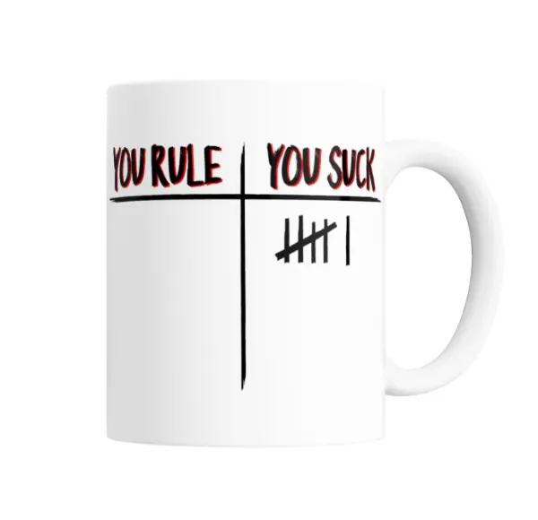 Taza de Cerámica Stranger Things You Rule You Suck Tabla de Conteo