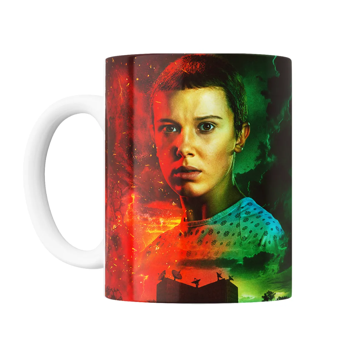 Taza de Cerámica Stranger Things Eleven Rojo y Verde - vista 2