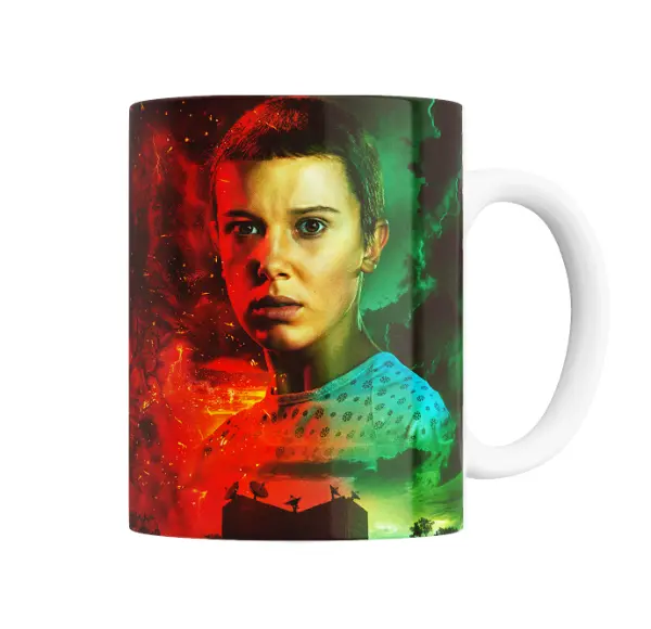 Taza de Cerámica Stranger Things Eleven Rojo y Verde