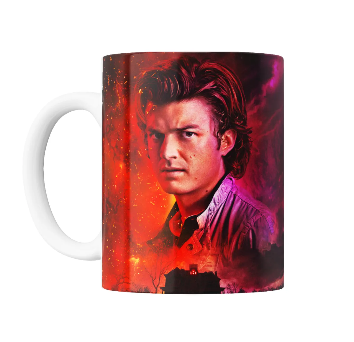 Taza de Cerámica Stranger Things Retrato Rojo y Casa - vista 2