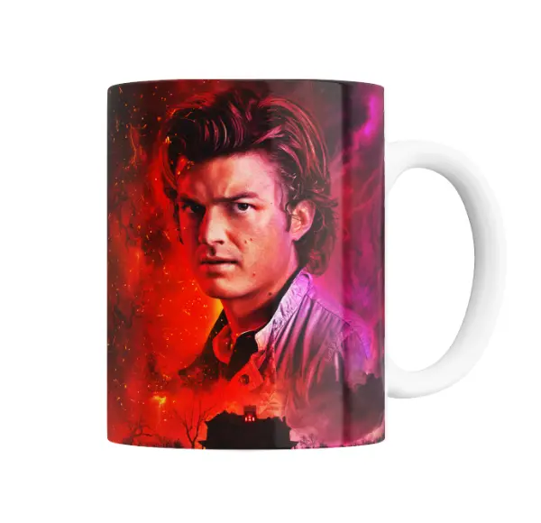 Taza de Cerámica Stranger Things Retrato Rojo y Casa