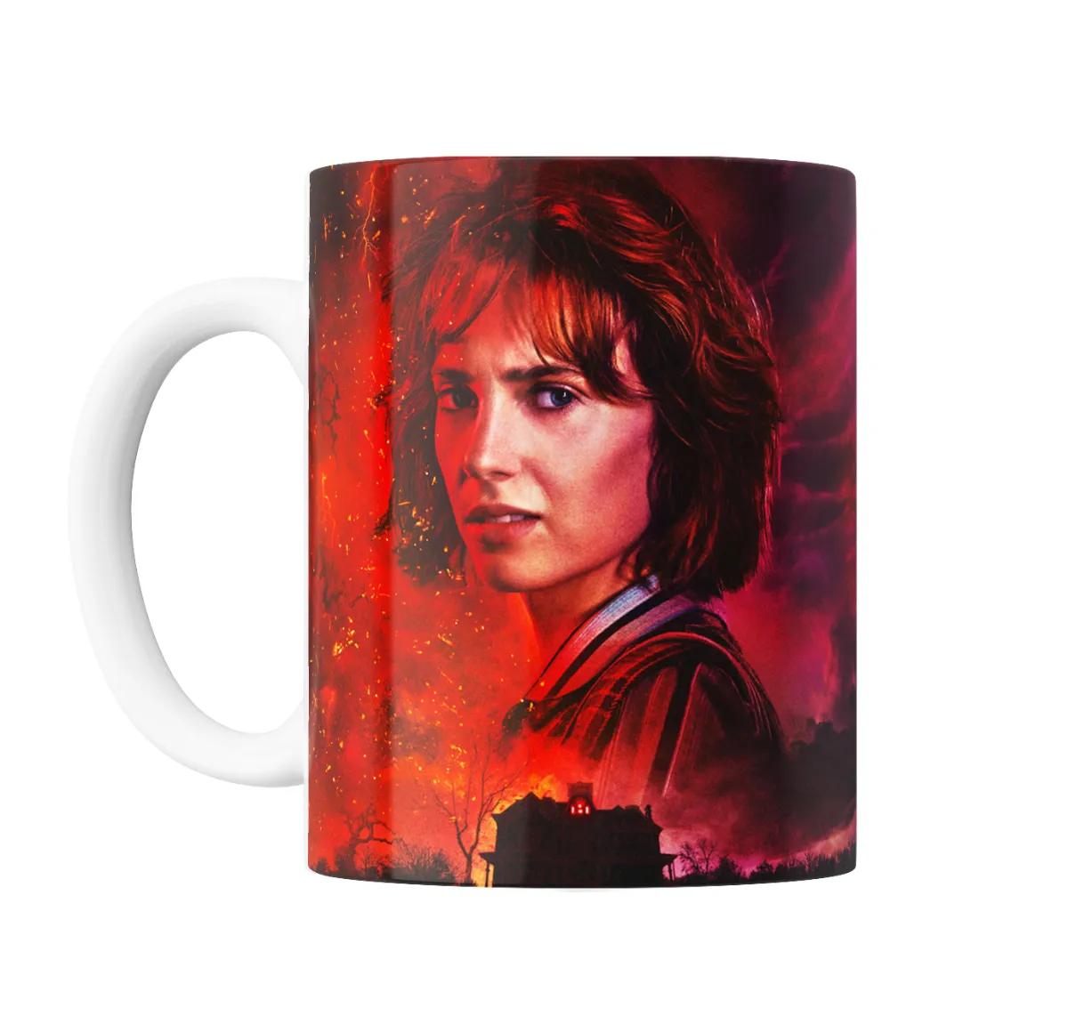 Taza de Cerámica Stranger Things Escena Roja Casa en Llamas - vista 2