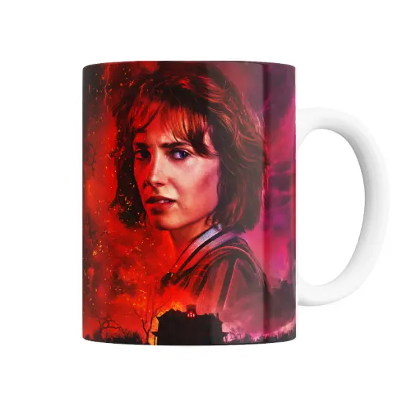 Taza de Cerámica Stranger Things Escena Roja Casa en Llamas