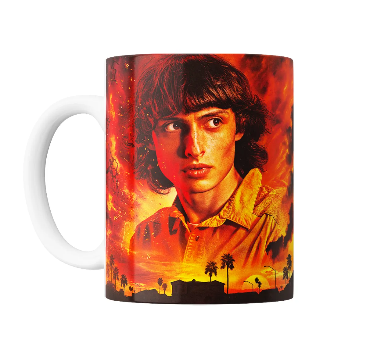 Taza de Cerámica Stranger Things Retrato Fuego y Palmeras - vista 2
