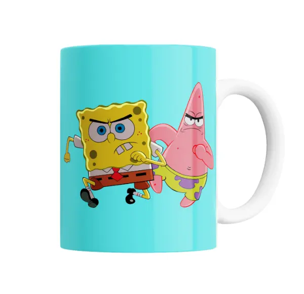Taza de Cerámica Bob Esponja y Patricio Enojados