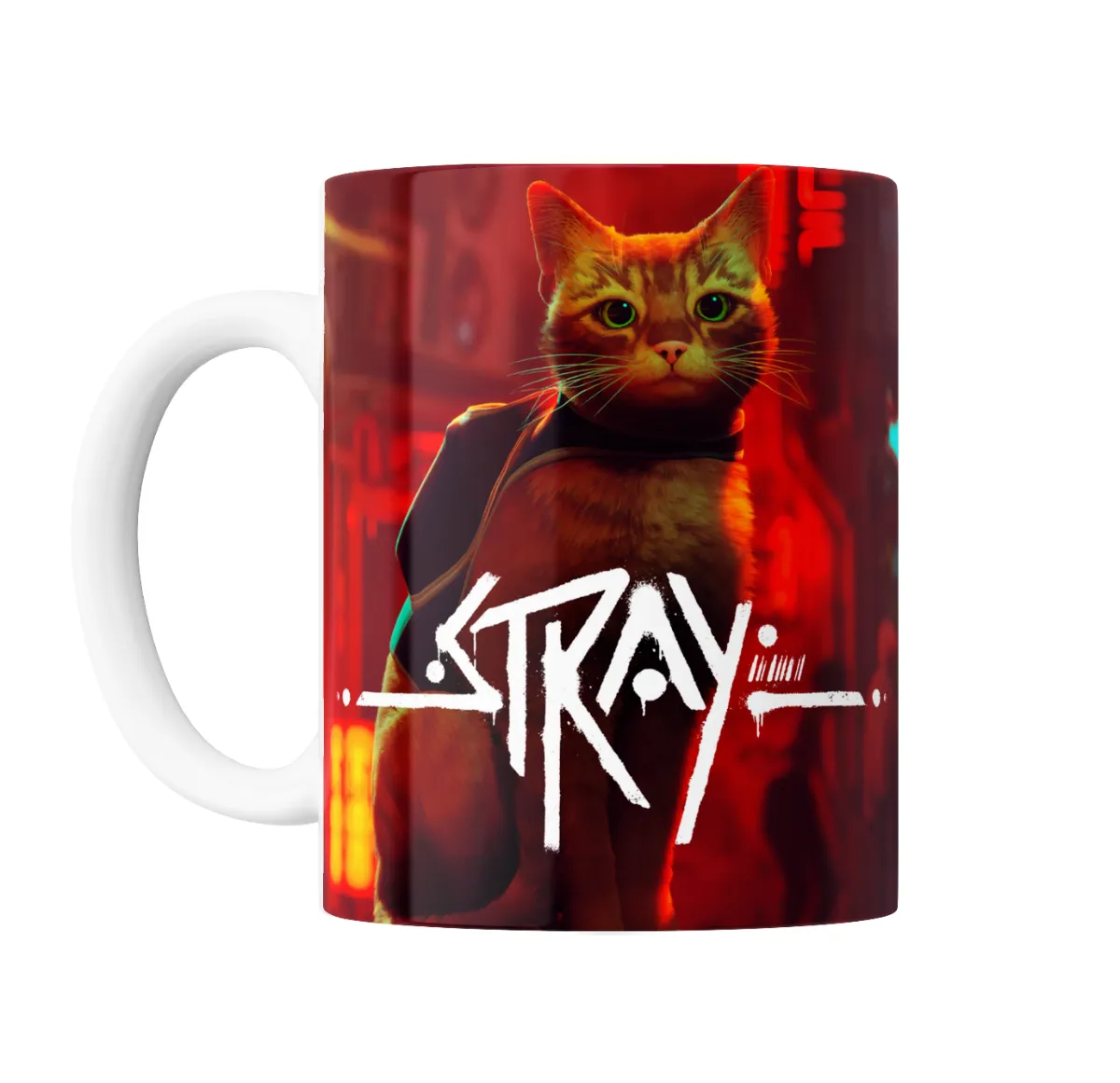 Taza de Cerámica Stray Gato Naranja Neón - vista 2