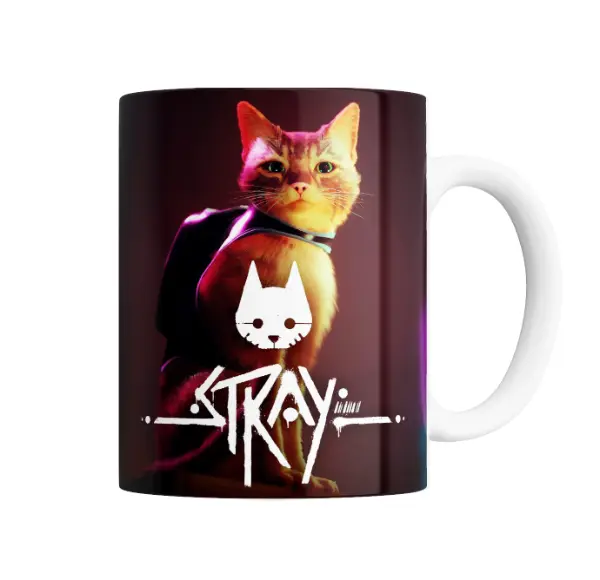 Taza de Cerámica Stray Gato Naranja con Logo