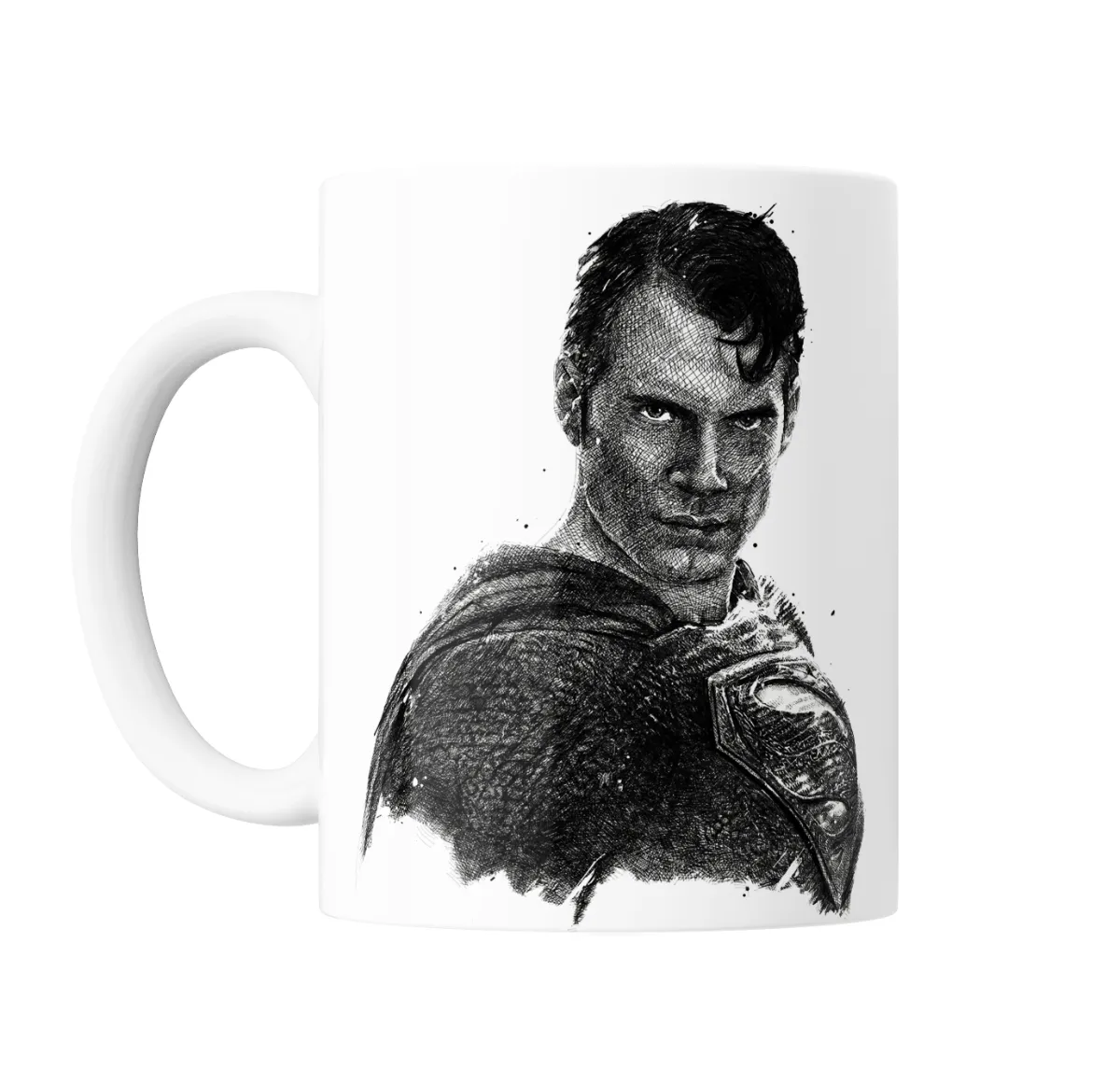 Taza de Cerámica Superman Retrato Dibujo Blanco y Negro - vista 2
