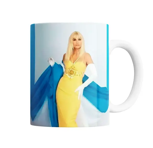 Taza de Cerámica Susana Giménez Capa Celeste y Blanca
